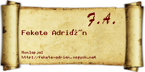 Fekete Adrián névjegykártya